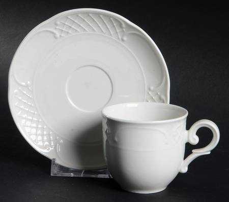 Redoute White Flat Demitasse Cup & Saucer Set