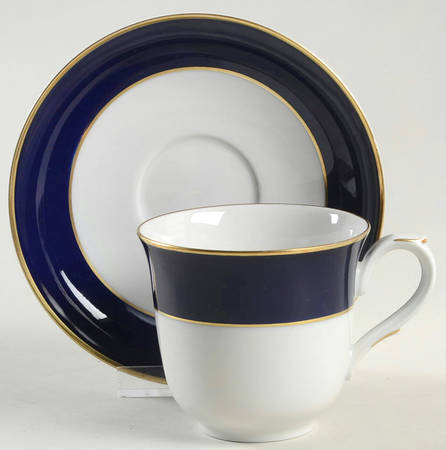 Royal Blue Flat Cup & Saucer Set