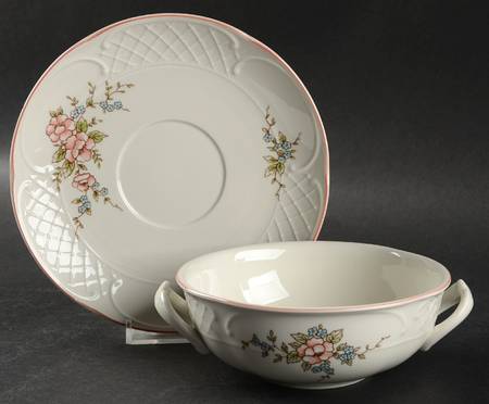 Rosette Flat Cream Soup Bowl & Saucer Set