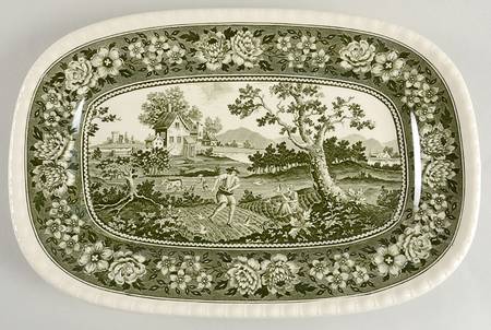 Rusticana Green 14" Oval Serving Platter
