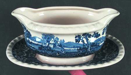 Rusticana Blue Gravy Boat with Attached Underplate