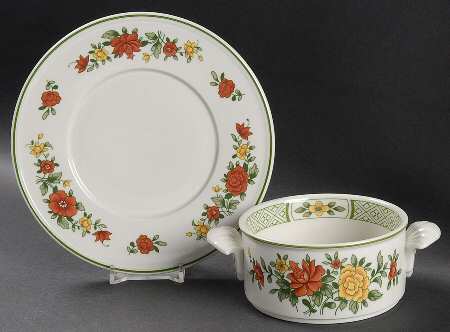 Summer Day Flat Cream Soup Bowl & Saucer Set