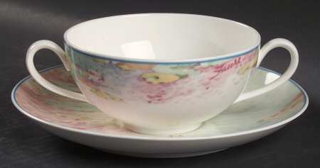 Summer Dreams Footed Cream Soup Bowl & Saucer Set