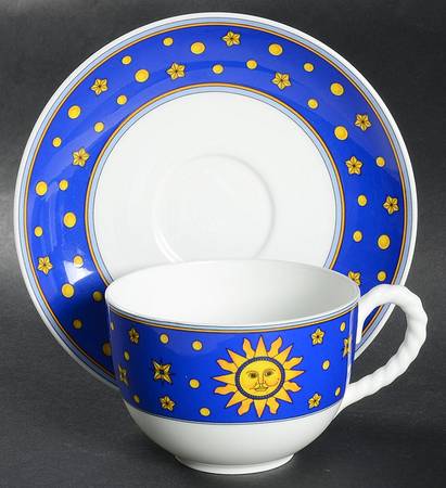 Sun, Moon & Stars Flat Cup & Saucer Set