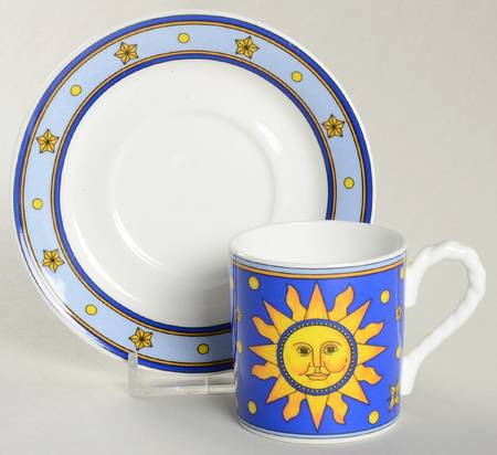 Sun, Moon & Stars Flat Demitasse Cup & Saucer Set