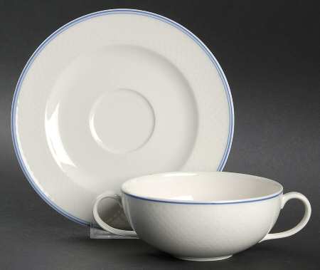 Tipo Blue Flat Cream Soup Bowl & Saucer Set