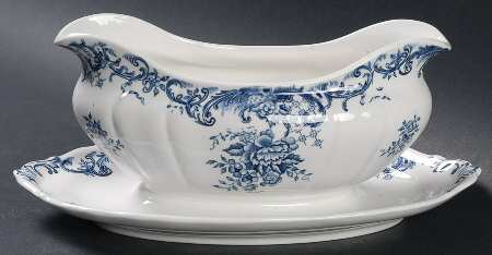 Valeria Blue Gravy Boat with Attached Underplate