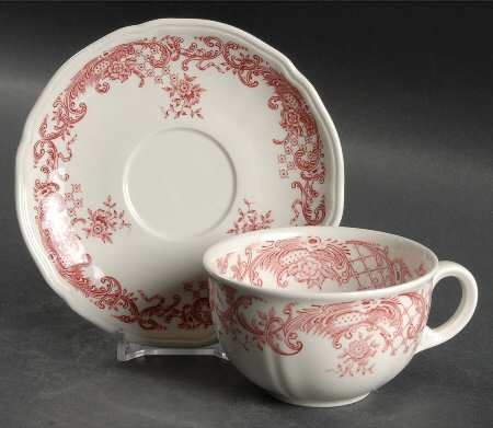 Valeria Red Flat Cup & Saucer Set