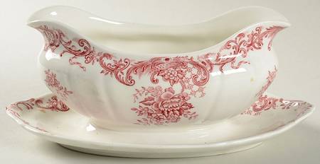 Valeria Red Gravy Boat with Attached Underplate