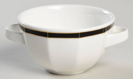 Varia Black and Gold Flat Cream Soup Bowl