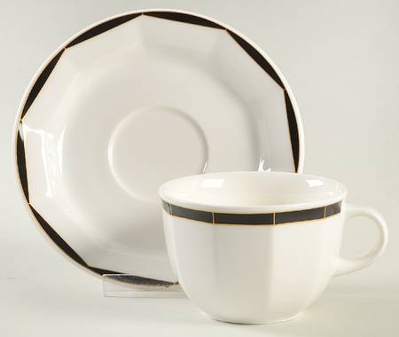 Varia Black and Gold Stacking Cup & Saucer Set