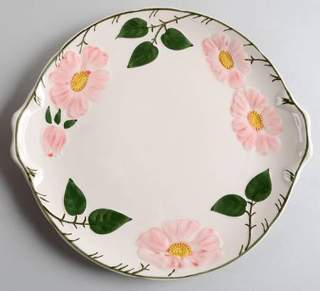 Wild Rose (Pink Flowers) Handled Cake Plate