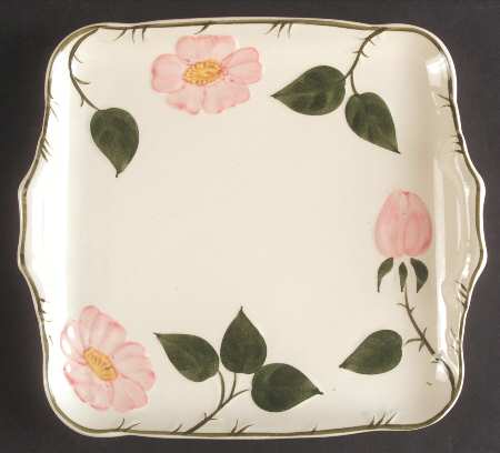 Wild Rose (Pink Flowers) Square Handled Cake Plate