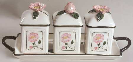 Wild Rose (Pink Flowers) (4 Piece) Jam/Jelly Set (JJM1, JJM2, JJM3 & JJS4T)