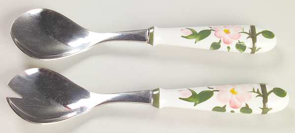 Wild Rose (Pink Flowers) (2 Piece) Salad Set with Stainless Bowl