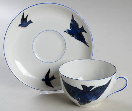 Blue Bird (Smooth Edge) Flat Cup & Saucer Set