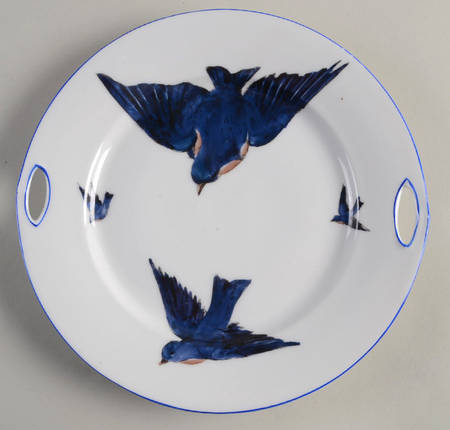 Blue Bird (Smooth Edge) Handled Cake Plate