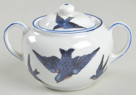 Blue Bird (Smooth Edge) Mini Sugar Bowl & Lid