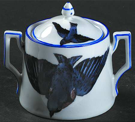 Blue Bird (Smooth Edge) Mini Sugar Bowl & Lid