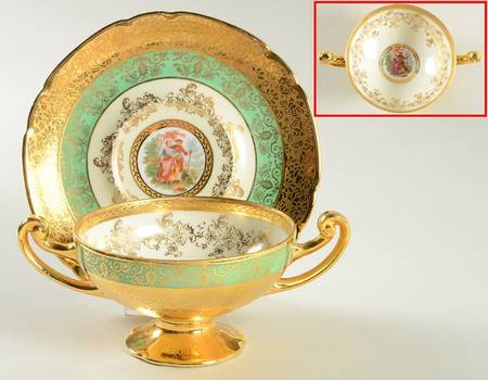 VIT97 Footed Cream Soup Bowl & Saucer Set
