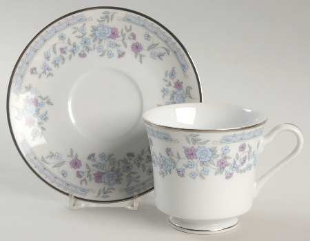 Blue Rose Footed Cup & Saucer Set