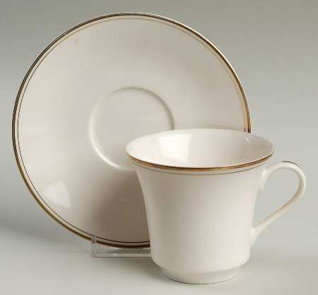 Finesse (Gold Trim) Flat Cup & Saucer Set