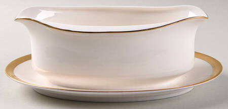 Golden Oak Gravy Boat with Attached Underplate