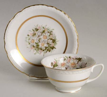 April Footed Cup & Saucer Set