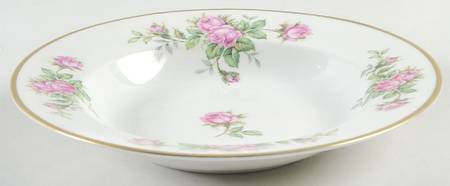 Damask Rose Rim Soup Bowl