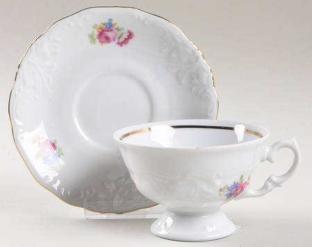 Wanda (Scalloped, Embossed) Footed Cup & Saucer Set