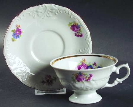 Wanda (Scalloped, Embossed) Footed Cup & Saucer Set