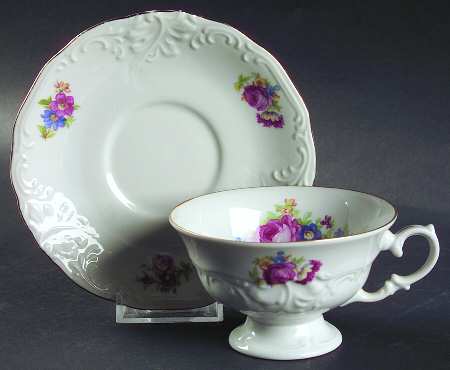 Wanda (Scalloped, Embossed) Footed Cup & Saucer Set