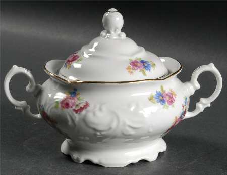 Wanda (Scalloped, Embossed) Sugar Bowl & Lid