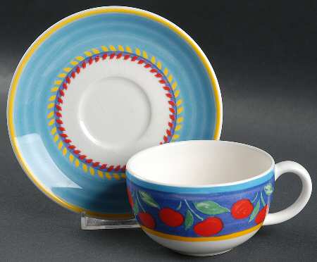 Fruit Fantasy Flat Cup & Saucer Set