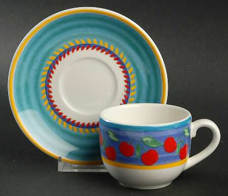 Fruit Fantasy Flat Demitasse Cup & Saucer Set
