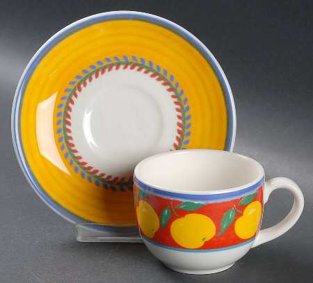 Fruit Fantasy Flat Demitasse Cup & Saucer Set
