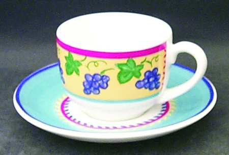 Fruit Fantasy Flat Demitasse Cup & Saucer Set