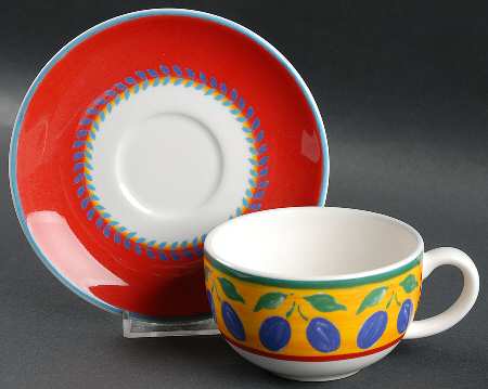 Fruit Fantasy Flat Cup & Saucer Set