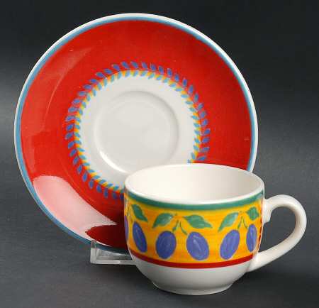 Fruit Fantasy Flat Demitasse Cup & Saucer Set