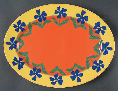 Blue Flower 14" Oval Serving Platter