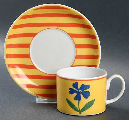 Blue Flower Flat Cup & Saucer Set