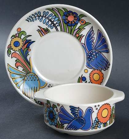 Acapulco Flat Cream Soup Bowl & Saucer Set