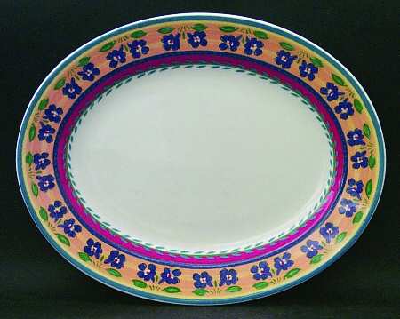 Blue Flowers 13" Oval Serving Platter