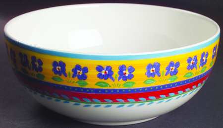 Blue Flowers 10" Large Salad Serving Bowl