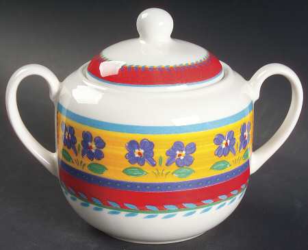Blue Flowers Sugar Bowl & Lid