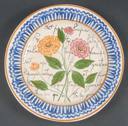 Flowers and Script Blue by Vietri (Italy)