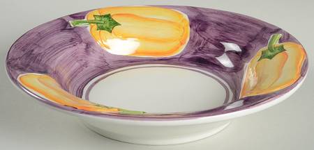 Embossed Vegetables 9" Individual Pasta Bowl by Vietri (Italy)
