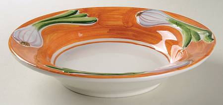 Embossed Vegetables 9" Individual Pasta Bowl by Vietri (Italy)