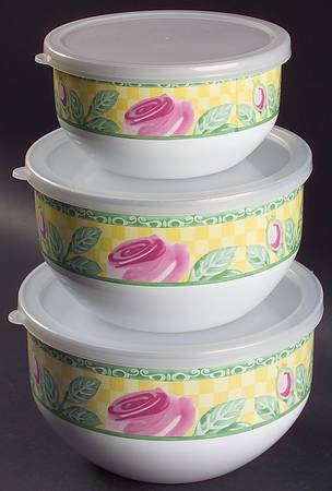 A Rose (3 Piece) Metal Bowl Set with Lid