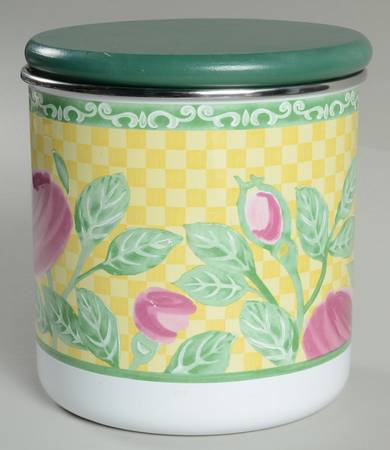 A Rose Medium Metal Canister & Wood Lid